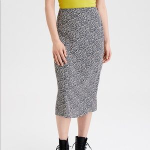 American Eagle Leopard Print Midi Skirt